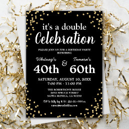 Adult Joint Birthday Party | Black Gold Glitter Invitation