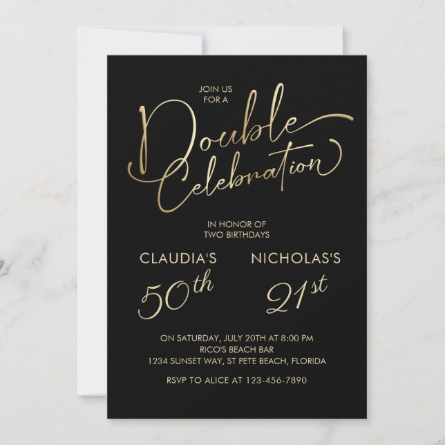 Adult Joint Birthday Party Invitation (Front)