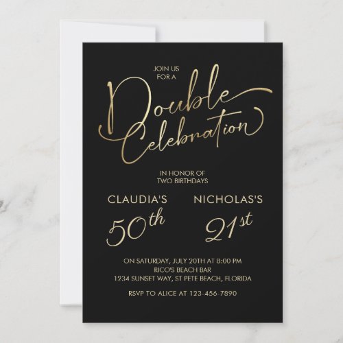 Adult Joint Birthday Party Invitation