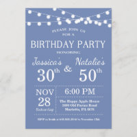 Adult Joint Birthday Party Invitation Blue