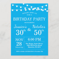 Adult Joint Birthday Party Invitation Blue