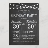 Adult Joint Birthday Party Invitation Chalkboard