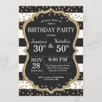 Adult Joint Birthday Party Invitation Gold Glitter