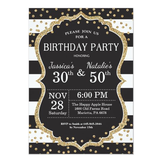 Adult Joint Birthday Party Invitation Gold Glitter | Zazzle.com