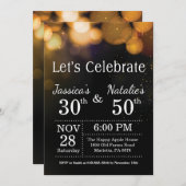 Adult Joint Birthday Party Invitation Gold Glitter (Front/Back)