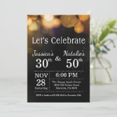 Adult Joint Birthday Party Invitation Gold Glitter (Standing Front)