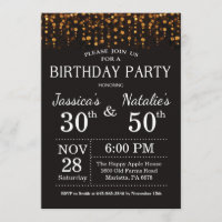 Adult Joint Birthday Party Invitation Gold Glitter