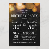 Adult Joint Birthday Party Invitation Gold Glitter