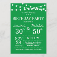 Adult Joint Birthday Party Invitation Green