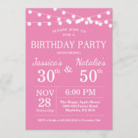 Adult Joint Birthday Party Invitation Pink