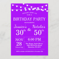 Adult Joint Birthday Party Invitation Purple