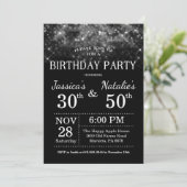 Adult Joint Birthday Party Silver Glitter Invitation (Standing Front)