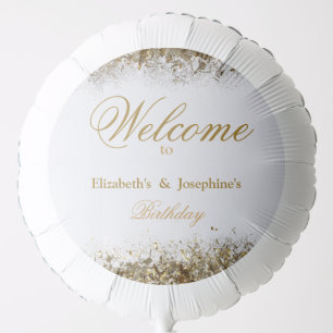 Adult Joint Double Birthday Party   White Gold Balloon