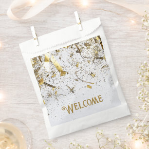 Adult Joint Double Birthday Party   White Gold Favor Bag