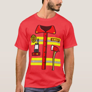 Adult Kids Halloween Fireman Firefighter Costume L T-Shirt