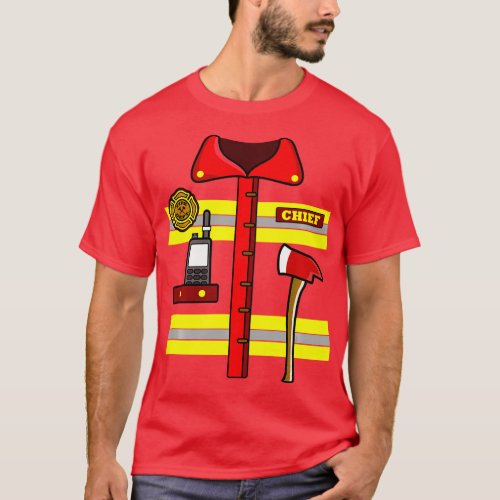 Adult Kids Halloween Fireman Firefighter Costume L T_Shirt