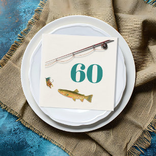 Adult Male Birthday Trout Fishing Theme Napkins