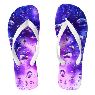 Adult Mens/Women, Wide Strap, Deep Purple Raindrop Flip Flops