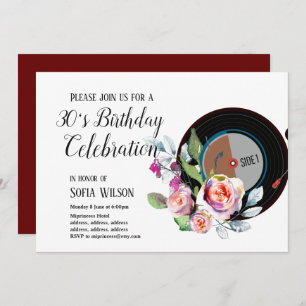adult music, birthday party invitation