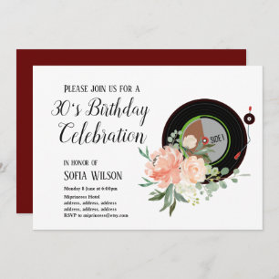 adult music, birthday party invitation
