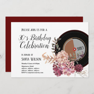adult music, birthday party invitation