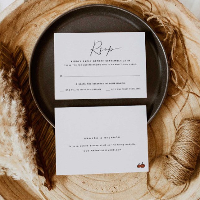 Adult Only Two Guest | Pumpkins Wedding RSVP Card (Creator Uploaded)