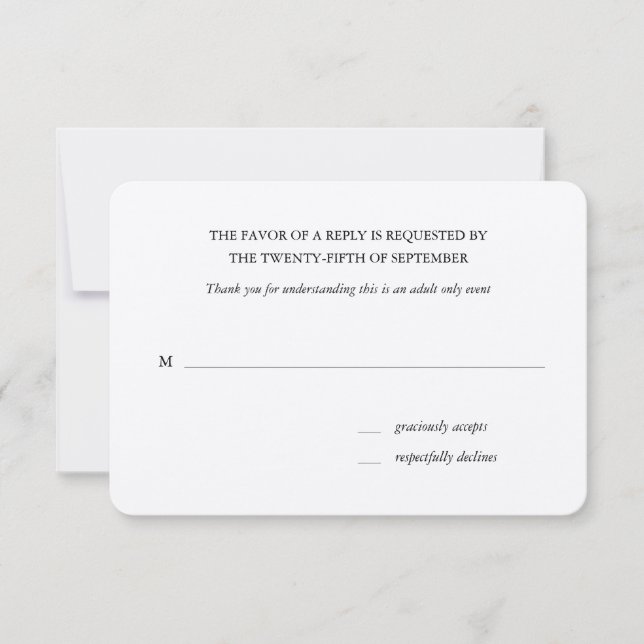 Adult Only Wedding RSVP Card (Front)