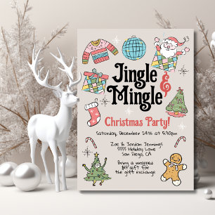 Adult or Kids Retro Doodle Christmas Party Invitation