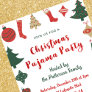 Adult pajama party invitations red green beige