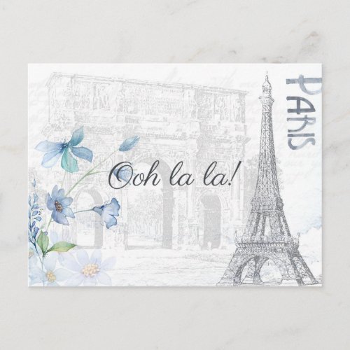 Adult Paris Themed any occasion party add photo Invitation Postcard