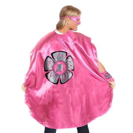 Adult Pink Superhero Costume With Black Flower