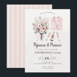 Adult PJ Sleepover Pajamas Prosecco 30th Birthday Invitation<br><div class="desc">Celebrate your 30th birthday in style with this modern, elegant adult sleepover party invitation! Featuring an elegant watercolor illustration of pink pajamas, two champagne flutes with their bottle and a beautiful bouquet of wild flowers in pink, it is the perfect invitation for a casual gathering with a festive tone, but...</div>