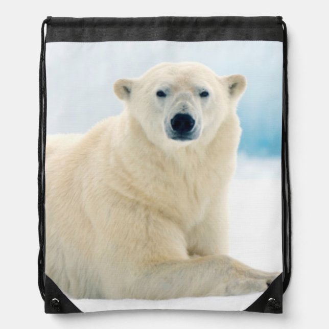 Adult polar bear large boar on the summer ice drawstring bag (Front)