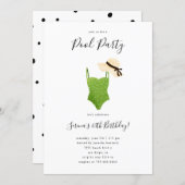 Adult Pool Birthday Party Swimsuit Invitation (Front/Back)