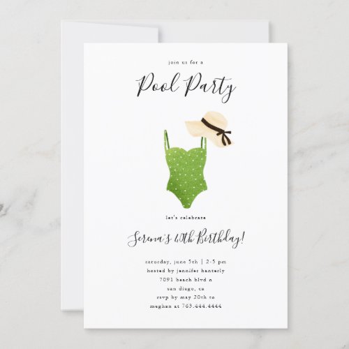 Adult Pool Birthday Party Swimsuit Invitation