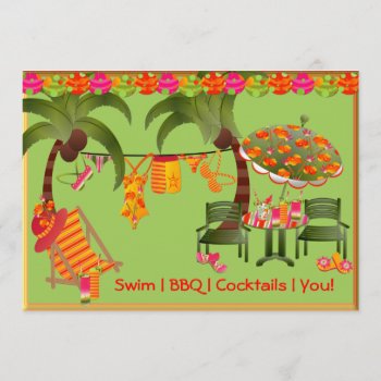 Adult Pool Party Bbq Cocktails Invitation by decembermorning at Zazzle