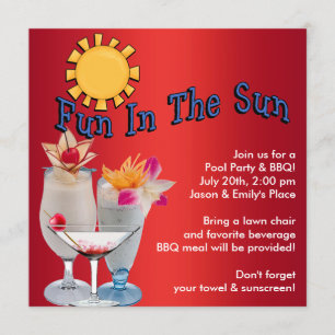 Adult Pool Party BBQ Invitation