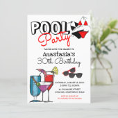 Adult Pool Party | Cocktail Summer Birthday Invitation (Standing Front)
