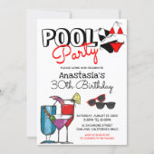 Adult Pool Party | Cocktail Summer Birthday Invitation (Front)