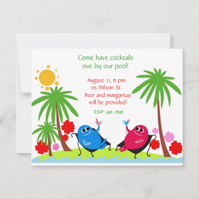 Adult Pool Party Invitation (Front)