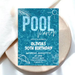 Adult Pool Party Invitation Adult Summer Birthday
