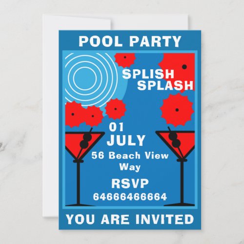 Adult Pool Party Invite