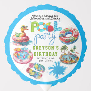 Adult Pool Party Summer Beach Birthday  Balloon