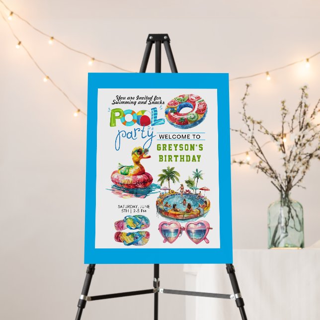 Adult Pool Party Summer Beach Birthday  Foam Board (In Situ (Stand))