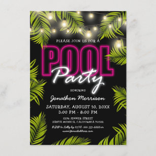 night pool party invitations