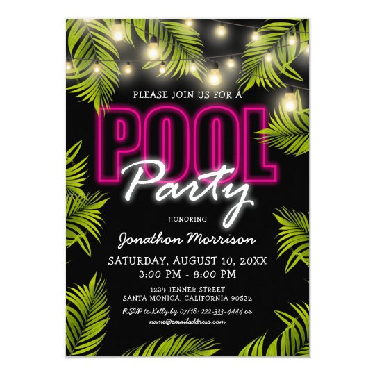 Adult Pool Party Summer Beach Birthday Invitation