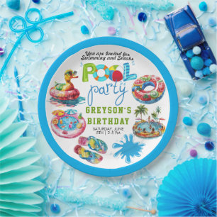 Adult Pool Party Summer Beach Birthday  Paper Plates