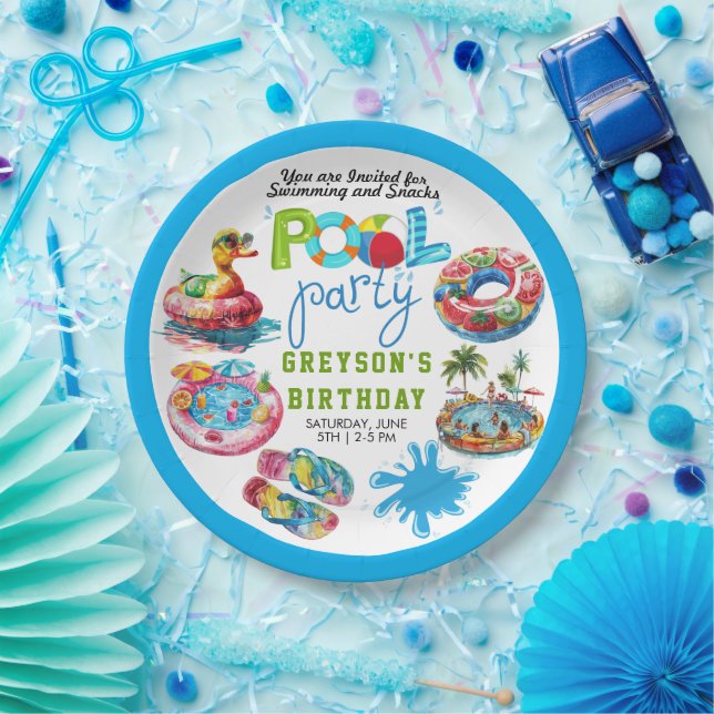 Adult Pool Party Summer Beach Birthday  Paper Plates (Party)