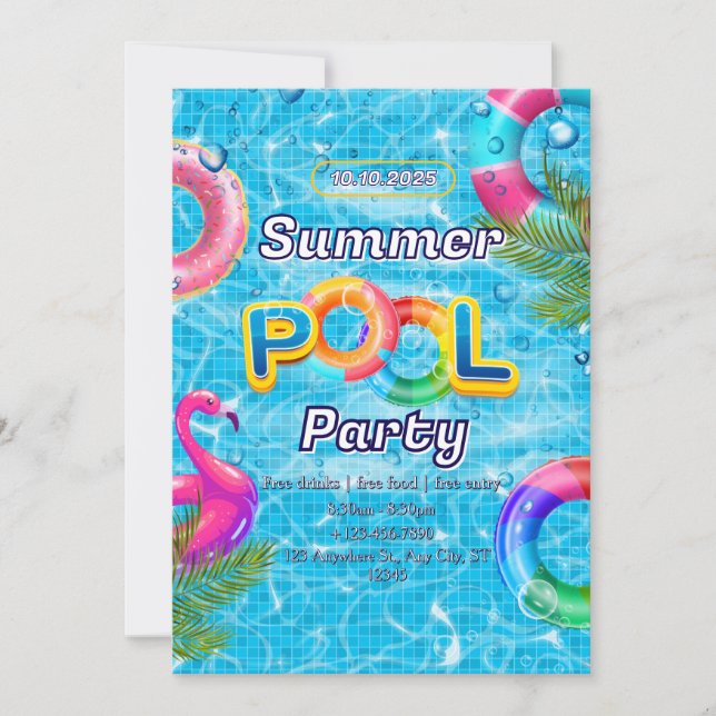 Adult Pool Party Summer Beach Invitation (Front)