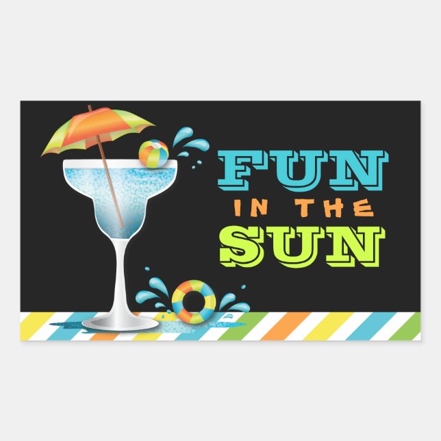 Adult Pool Party Summer Fun in the Sun Sticker (Front)